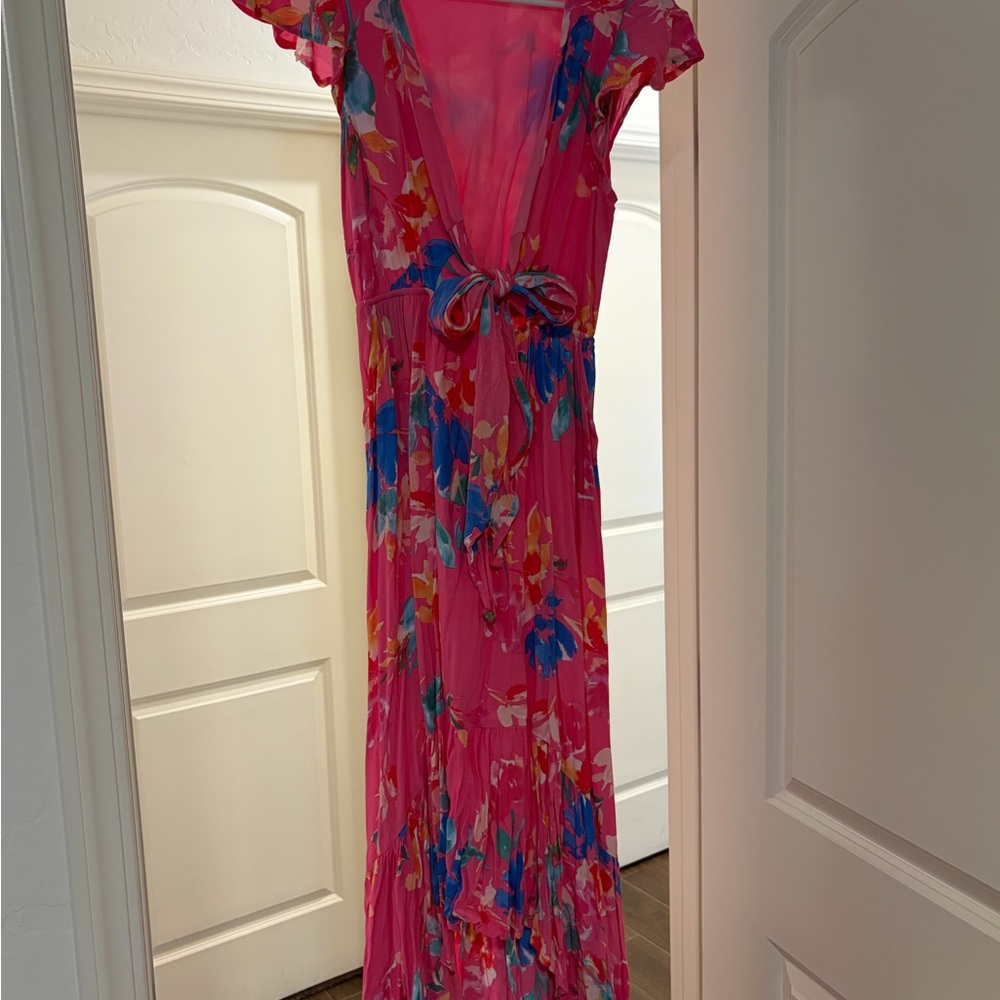 Vici Vibrant Pink Floral Maxi Dress